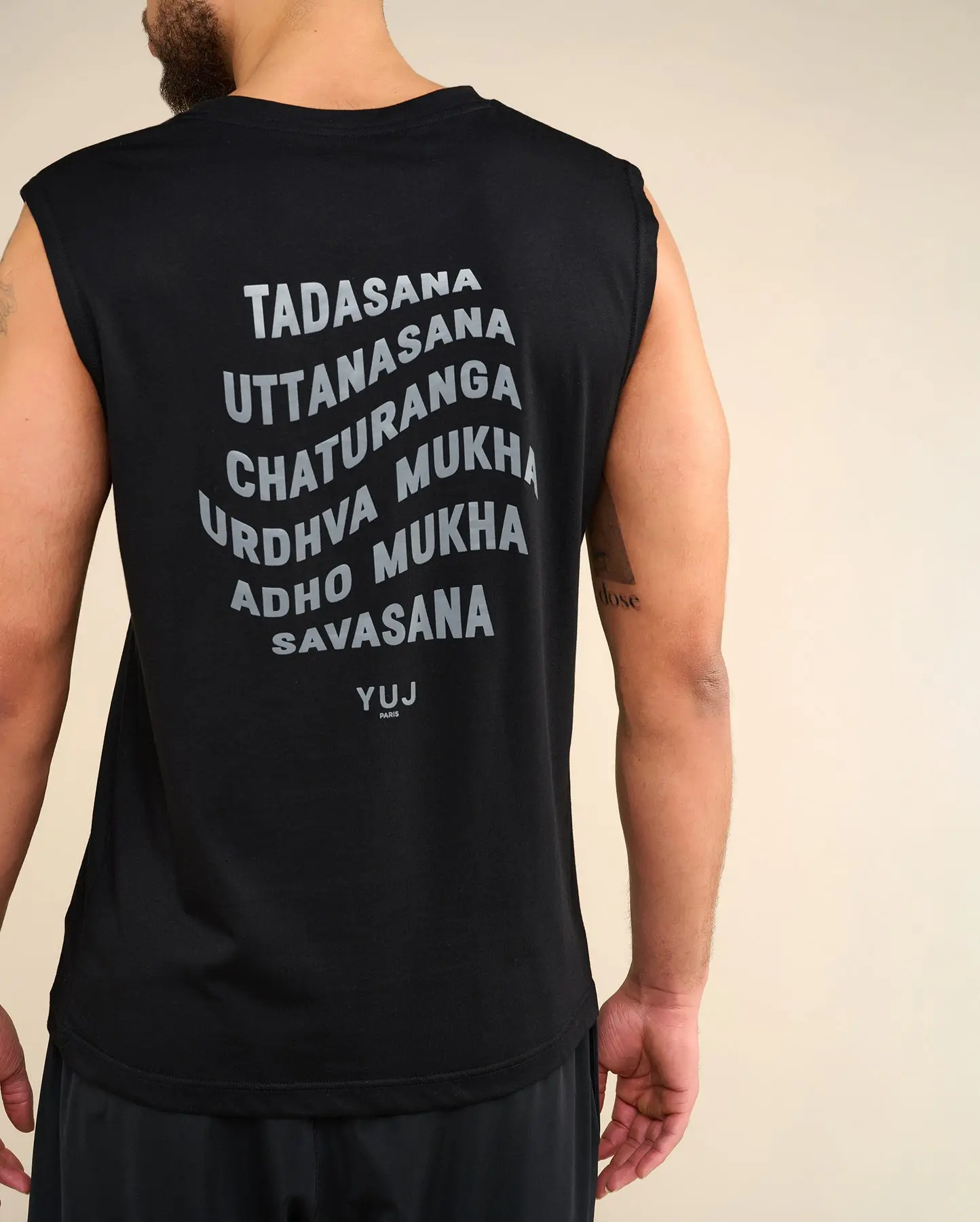 Débardeur de yoga en coton noir pour homme YOGI - Image 3